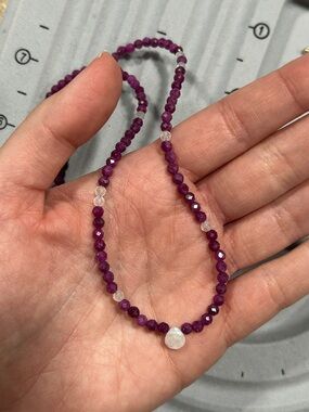 14k/ruby/moonstone necklace